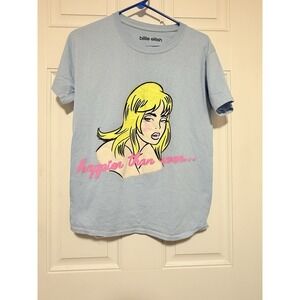 Billie Eilish Happier‎ Than Ever Graphic T-shirt Women Small Blue  Graphic tee